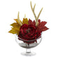 Peony Artificial Arrangement in Pedestal Glass Vase