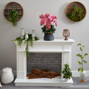 Phalaenopsis Orchid Artificial Arrangement in Stoneware Vase