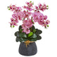 Phalaenopsis Orchid Artificial Arrangement in Stoneware Vase