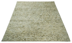 Plush Beni Ourain 12.5x15 Ivory and Moss Olive Moroccan Rug Made with fine Wool