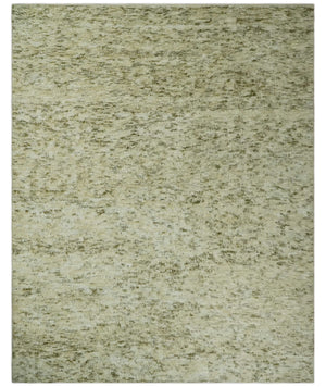Plush Beni Ourain 12.5x15 Ivory and Moss Olive Moroccan Rug Made with fine Wool