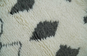 Plush Thick Beni Ourain 8x10.5 Ivory and Charcoal Geometrical design Moroccan Rug Made with fine Wool