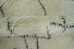 Plush Thick Beni Ourain 8x10.5 Ivory and Charcoal Geometrical design Moroccan Rug Made with fine Wool