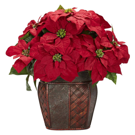 Poinsettia w/Decorative Vase Silk Arrangement