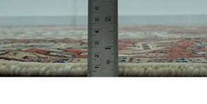 Premium Fine Floral Ivory and Rust Traditional Heriz 9x12 Hand Knotted wool area rug