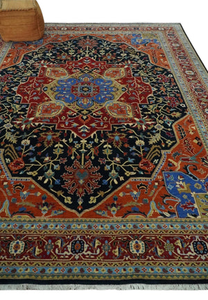 Premium Fine Olive, Brown, Black and Rust 8x10 and 9x12 Traditional Serapi wool Area Rug