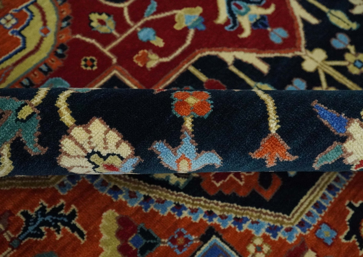 Premium Fine Olive, Brown, Black and Rust 8x10 and 9x12 Traditional Serapi wool Area Rug