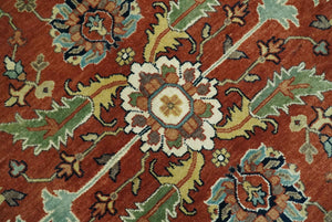 Premium Fine Rust and Blue 8x10 Hand Knotted Oriental wool area rug