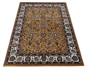 Premium Look 5x7 Rust, Ivory and Brown Traditional Floral Area Rug