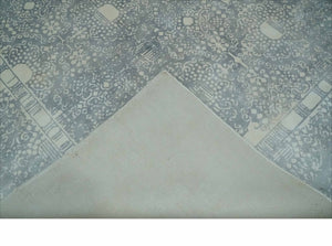 Premium Style Gray and Ivory Traditional Ikat Large design 5.6x8 Hand loom Wool and Viscose Area Rug
