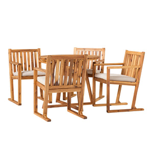Prenton 5-Piece Modern Solid Wood Geometric Outdoor Dining Set