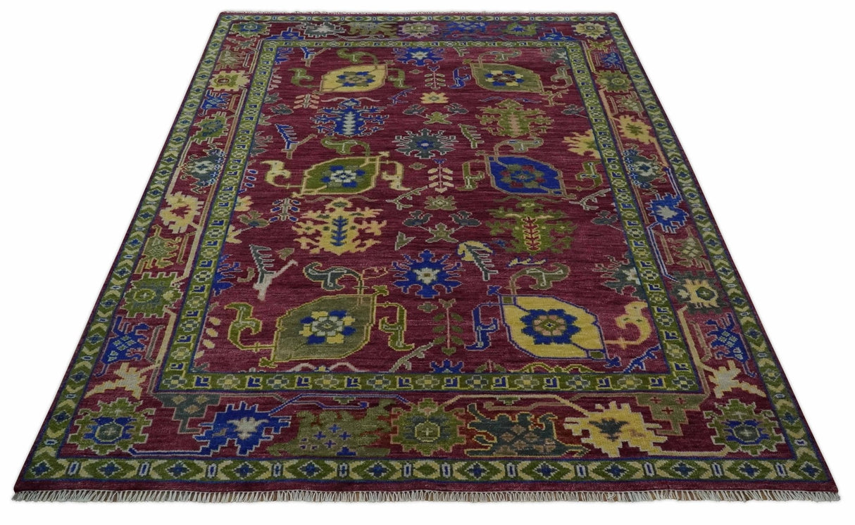 Purple, Green and Blue Hand knotted Traditional Oushak 9x12 wool Area Rug