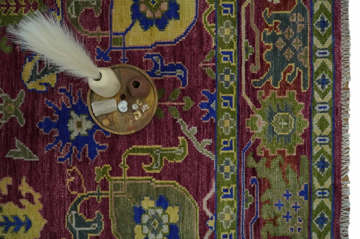 Purple, Green and Blue Hand knotted Traditional Oushak 9x12 wool Area Rug
