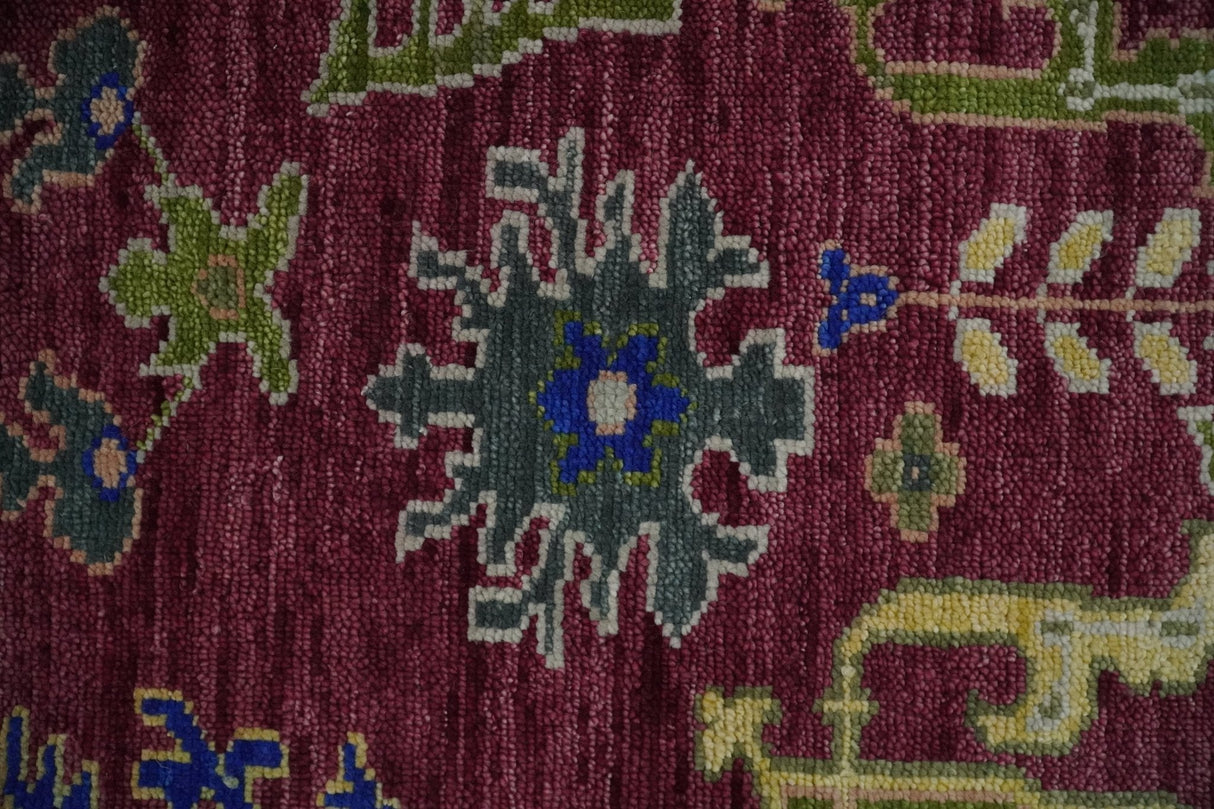 Purple, Green and Blue Hand knotted Traditional Oushak 9x12 wool Area Rug