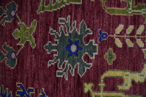 Purple, Green and Blue Hand knotted Traditional Oushak 9x12 wool Area Rug