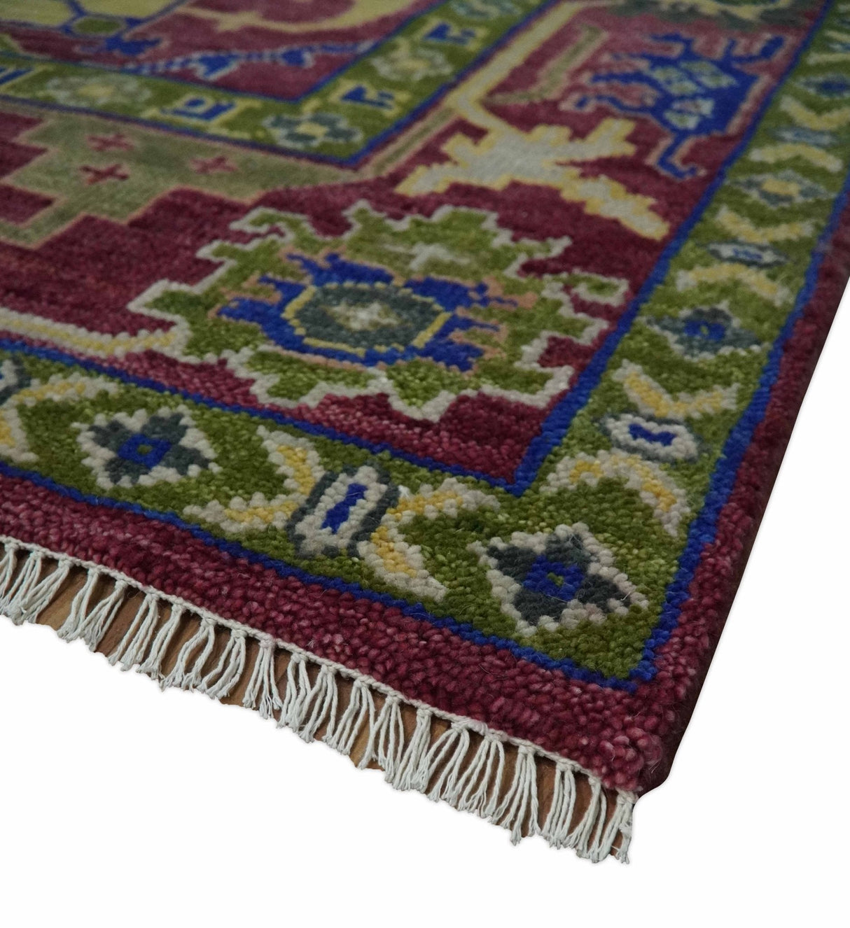 Purple, Green and Blue Hand knotted Traditional Oushak 9x12 wool Area Rug
