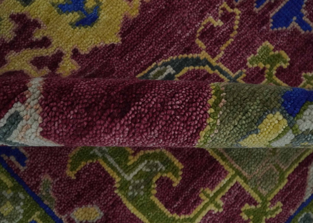 Purple, Green and Blue Hand knotted Traditional Oushak 9x12 wool Area Rug