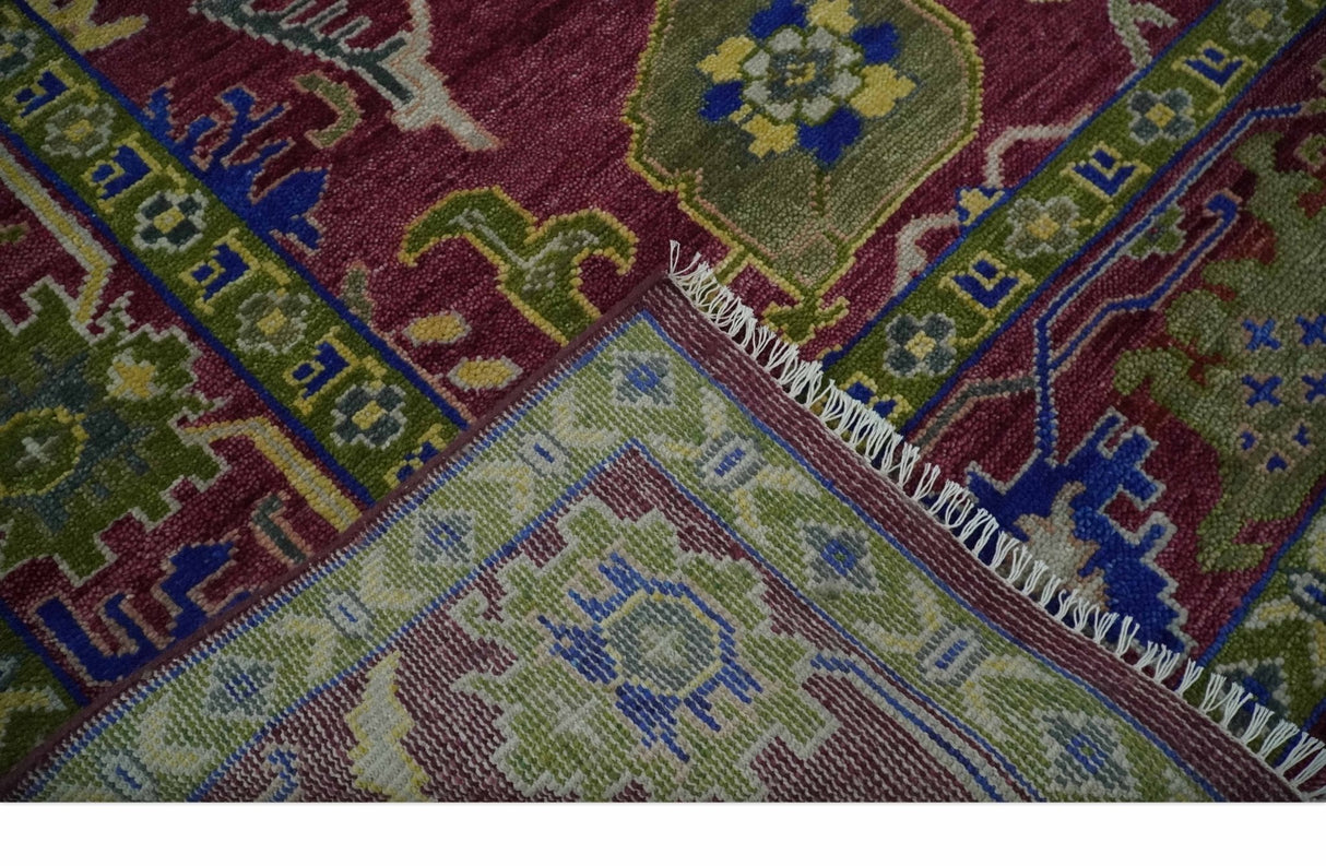 Purple, Green and Blue Hand knotted Traditional Oushak 9x12 wool Area Rug