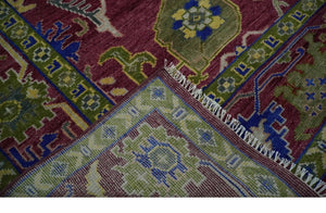 Purple, Green and Blue Hand knotted Traditional Oushak 9x12 wool Area Rug