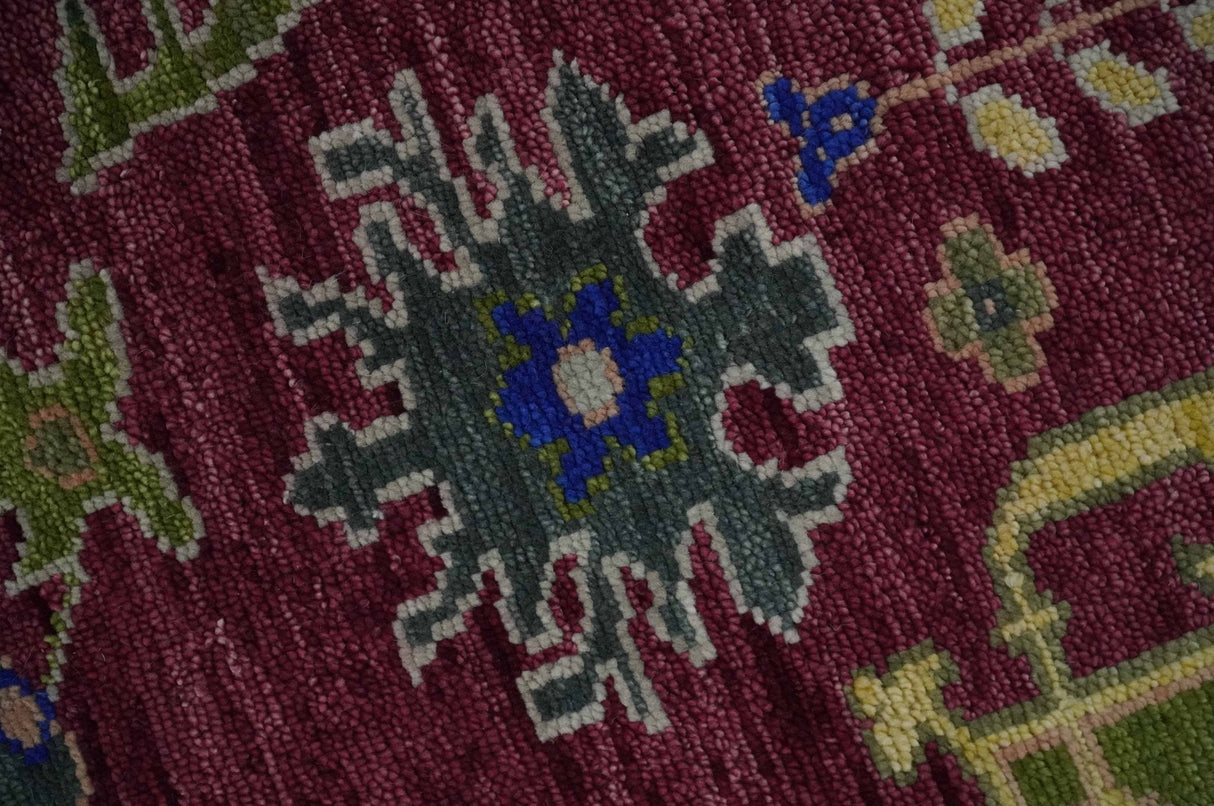 Purple, Green and Blue Hand knotted Traditional Oushak 9x12 wool Area Rug