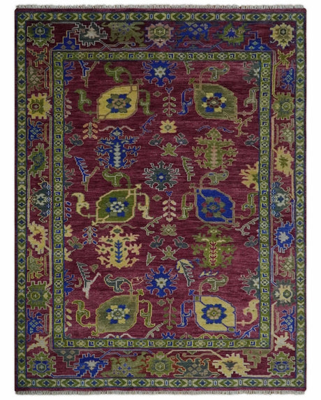 Purple, Green and Blue Hand knotted Traditional Oushak 9x12 wool Area Rug