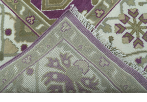 Purple, Ivory And Beige Traditional Oushak Design Hand Knotted 9x13 wool area rug