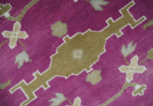 Purple, Ivory and Olive Traditional Hand knotted Oriental Oushak 9x12 wool Area Rug