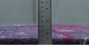Purple, Violet, Gray and Blue Hand Knotted 4x6 Abstract Wool and Viscose Area Rug