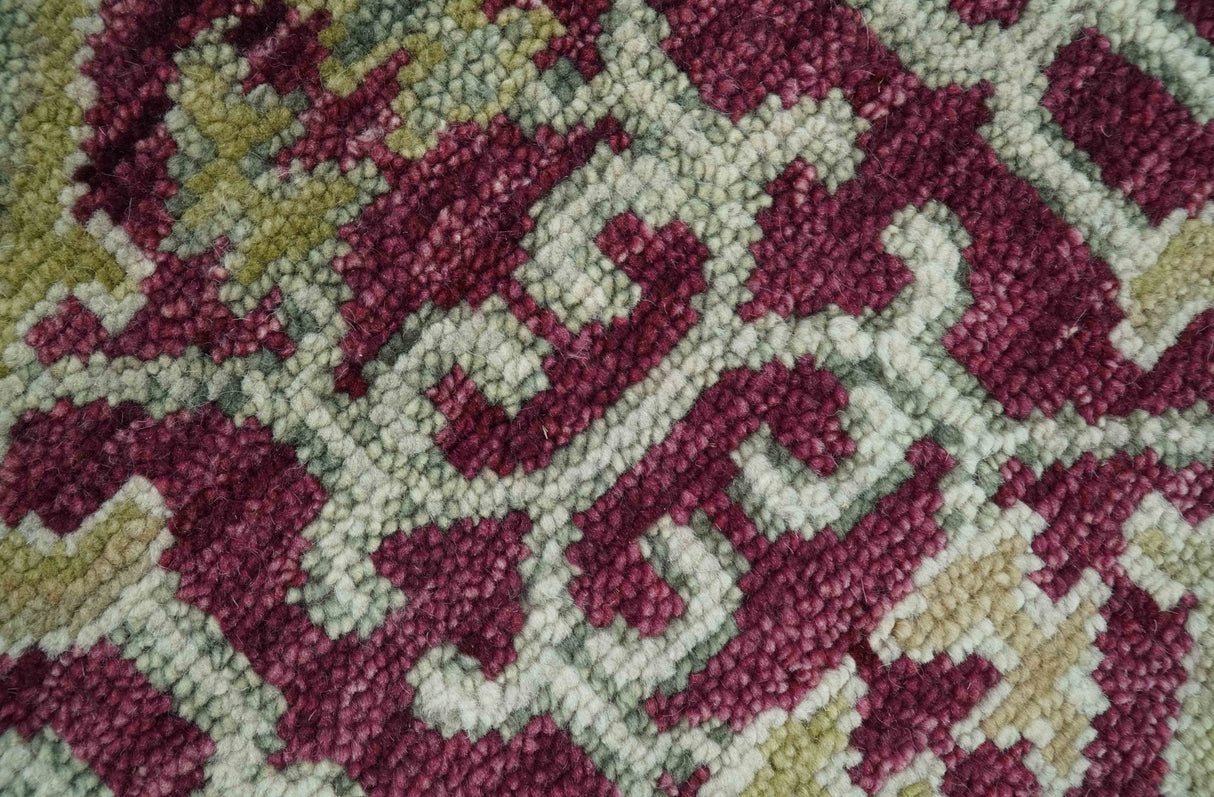 Purple and Olive 8x10 Traditional Dragon Oushak Design Hand knotted wool area rug