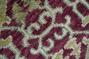 Purple and Olive 8x10 Traditional Dragon Oushak Design Hand knotted wool area rug