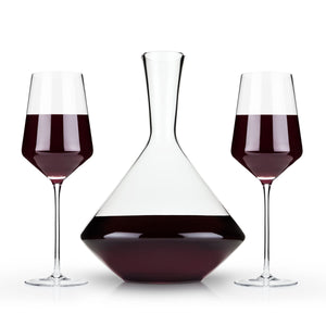 Raye Angled Crystal Bordeaux Decanter & Wine Glass Set