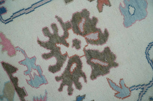 Ready to Ship 9x12 Ivory and Camel Hand Knotted Vibrant Colorful Traditional Oushak Wool Area Rug