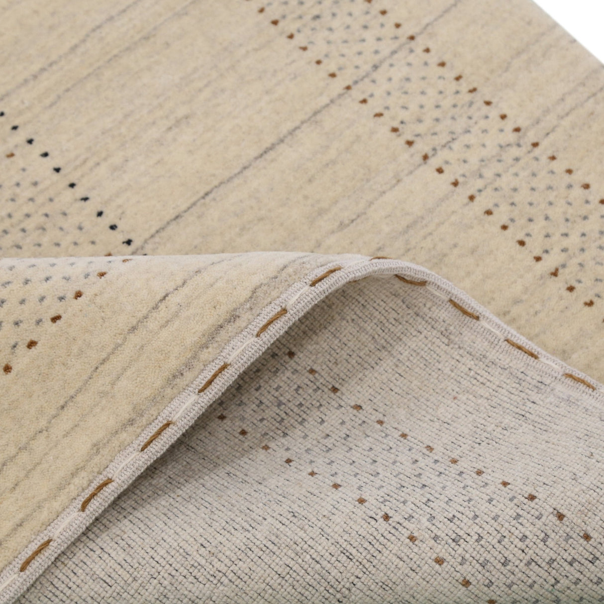 Ready to Ship Beige Gabbeh Design Hand Loomed Wool Area Rug