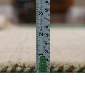 Ready to Ship Beige Gabbeh Design Hand Loomed Wool Area Rug