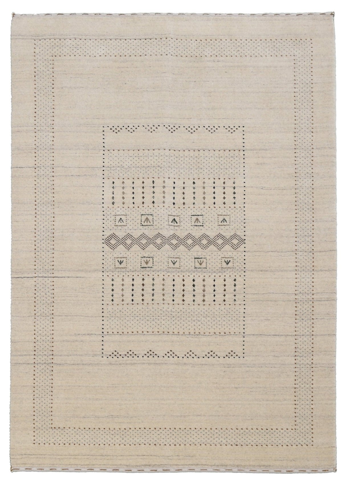 Ready to Ship Beige Gabbeh Design Hand Loomed Wool Area Rug