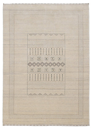 Ready to Ship Beige Gabbeh Design Hand Loomed Wool Area Rug