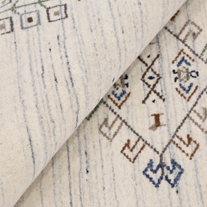 Ready to Ship Beige Tribal Center Medallion Hand Loomed Wool Rug