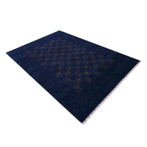 Ready to Ship Blue Tribal Design Hand Loomed Wool Area Rug