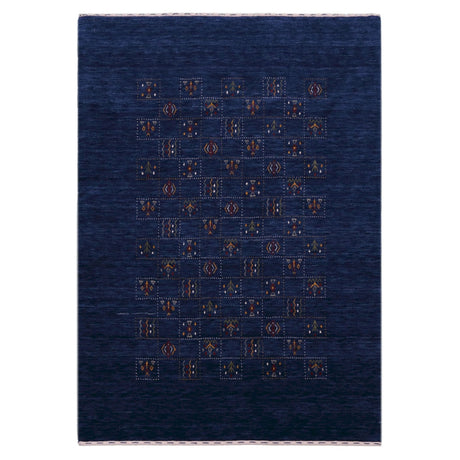 Ready to Ship Blue Tribal Design Hand Loomed Wool Area Rug