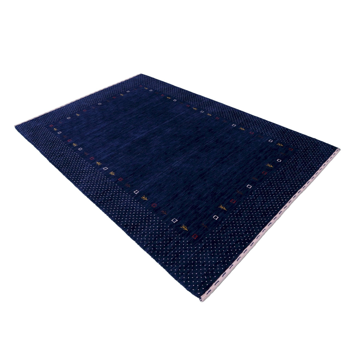Ready to Ship Contemporary Gabbeh Border Design Hand Loomed Wool Area Rug