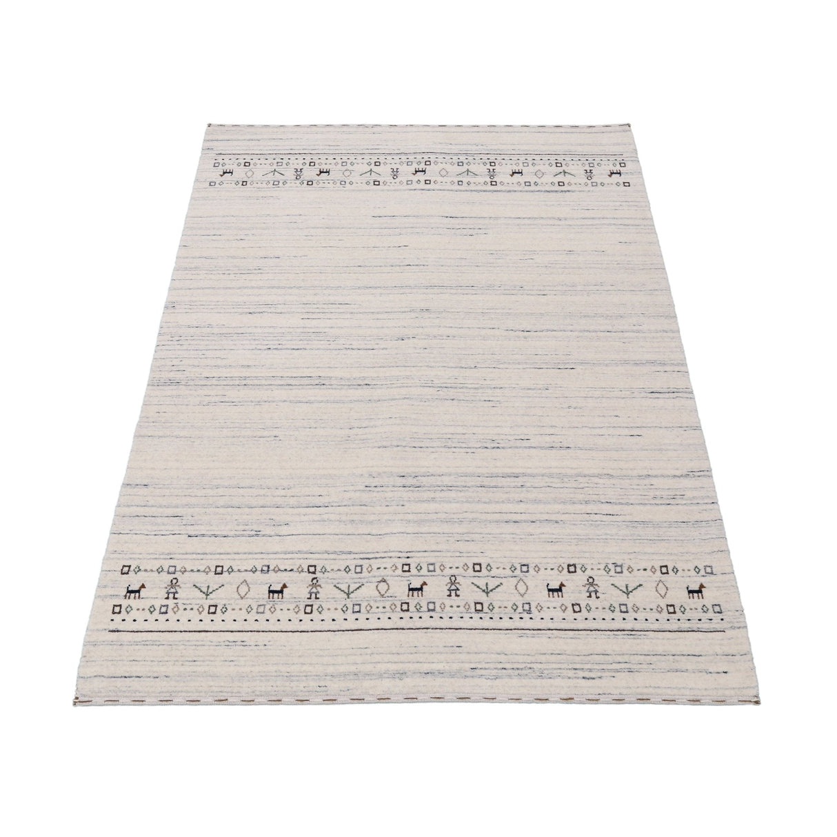 Ready to Ship Contemporary Ivory Design Hand Loomed Wool Rug