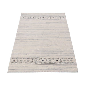 Ready to Ship Contemporary Ivory Design Hand Loomed Wool Rug