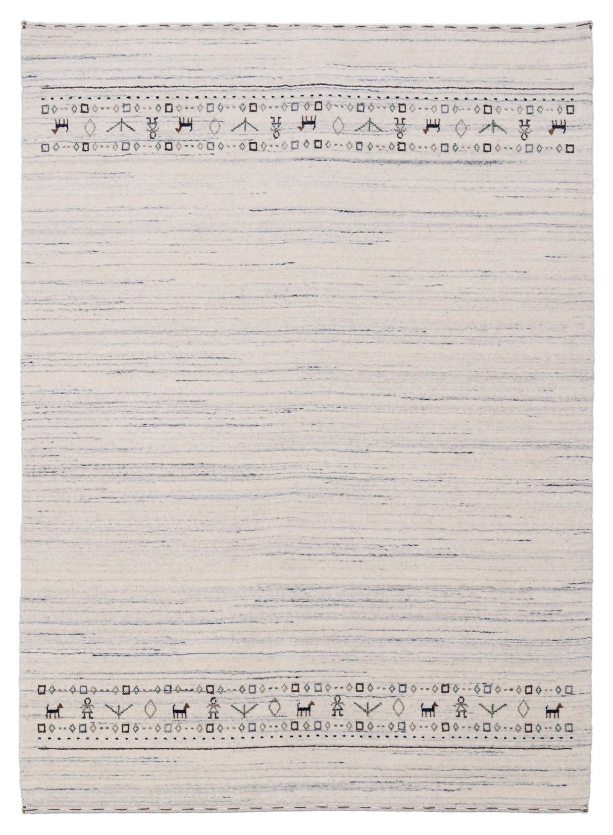 Ready to Ship Contemporary Ivory Design Hand Loomed Wool Rug