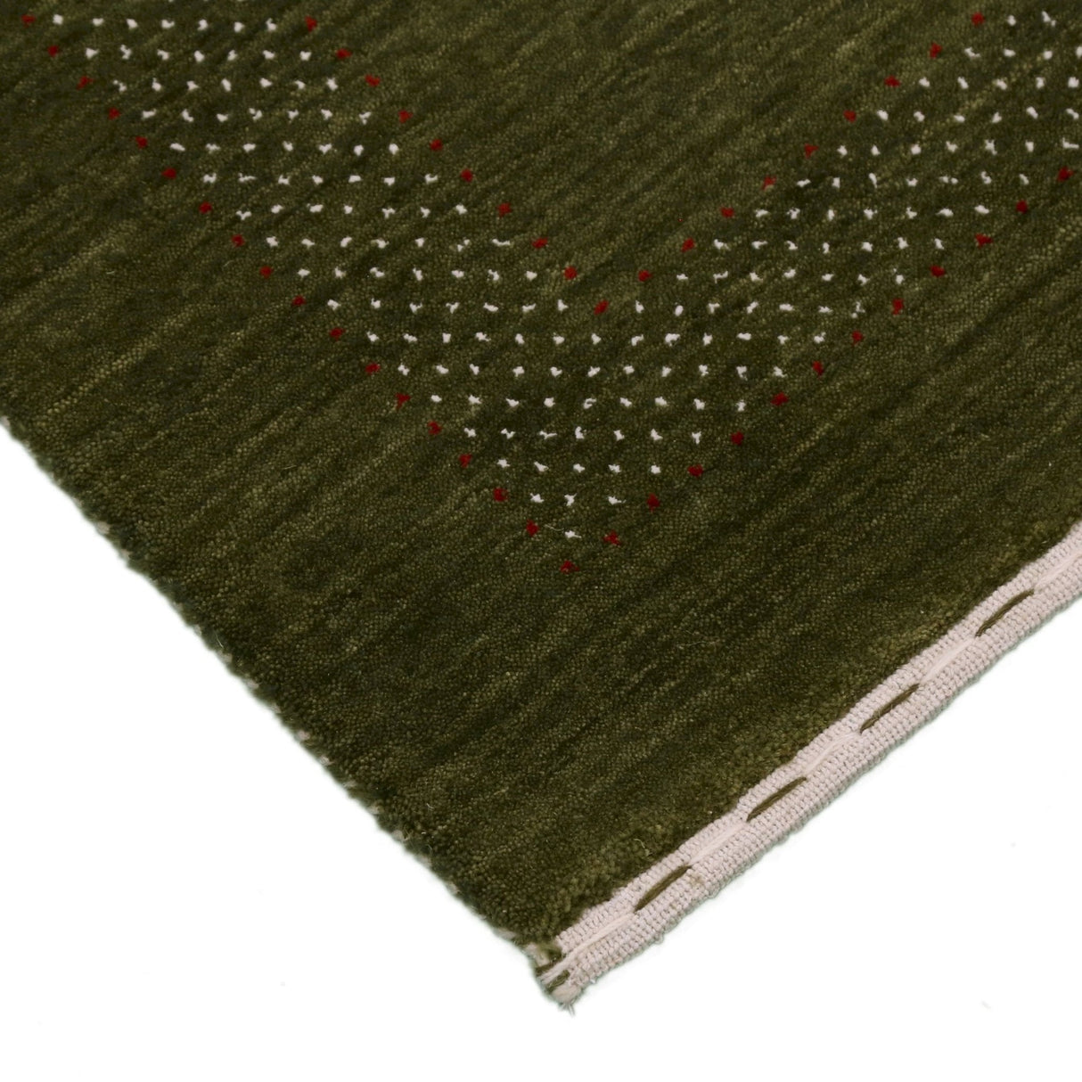 Ready to Ship Gabbeh Design Hand Loomed Green Wool Area Rug