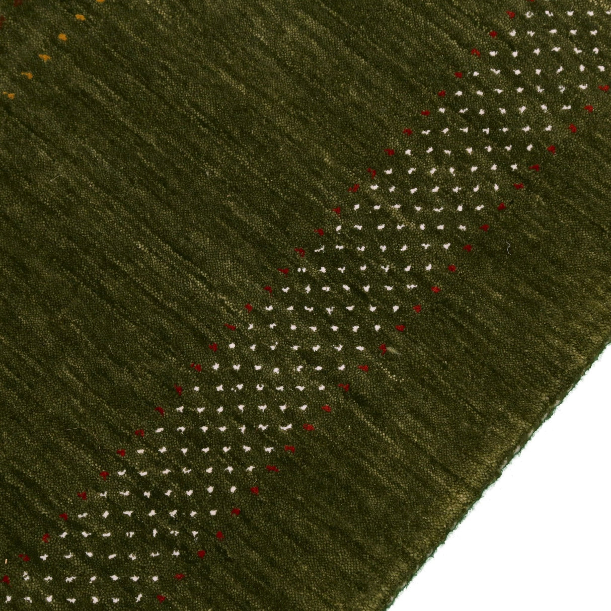 Ready to Ship Gabbeh Design Hand Loomed Green Wool Area Rug