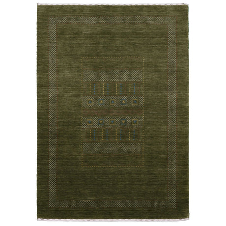 Ready to Ship Gabbeh Design Hand Loomed Green Wool Area Rug