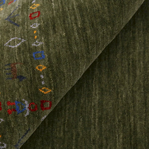 Ready to Ship Green Contemporary Design Hand Loomed Wool Area Rug