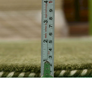 Ready to Ship Green Contemporary Design Hand Loomed Wool Area Rug