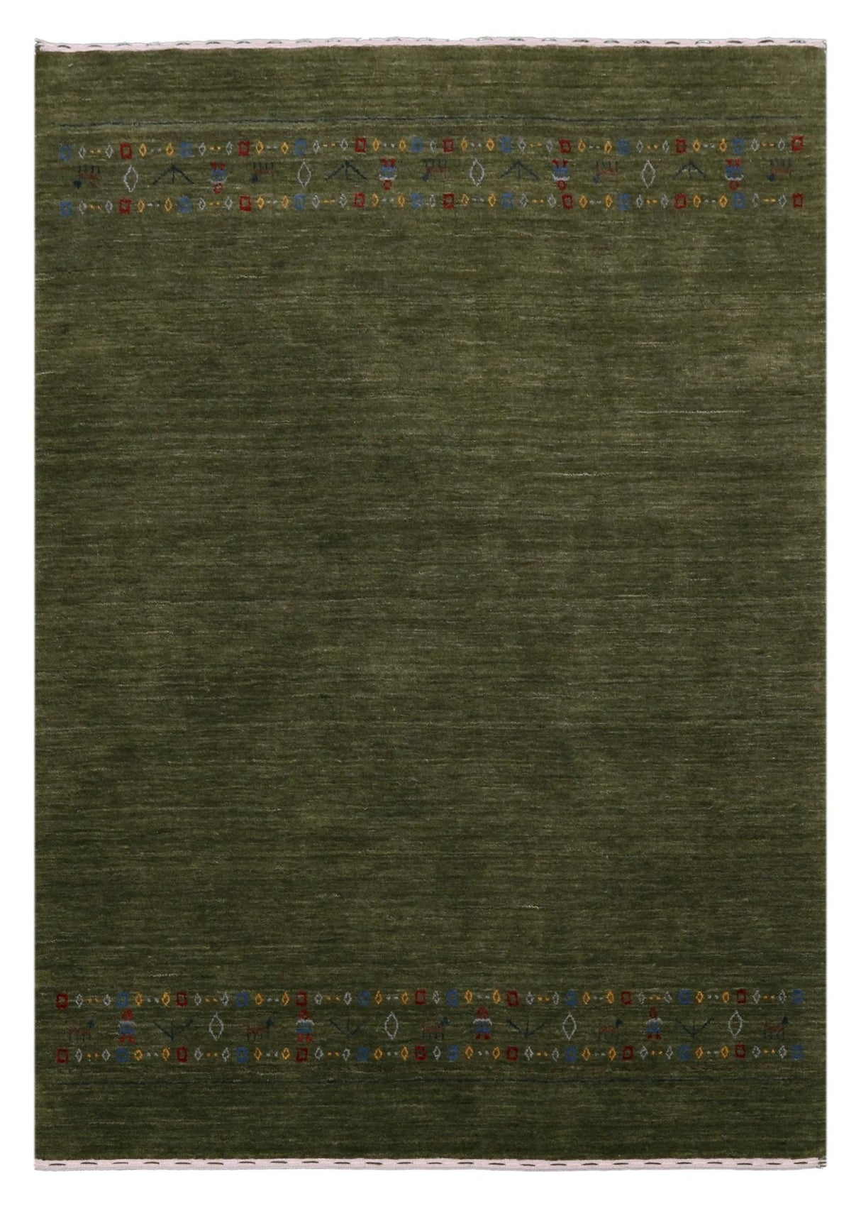 Ready to Ship Green Contemporary Design Hand Loomed Wool Area Rug
