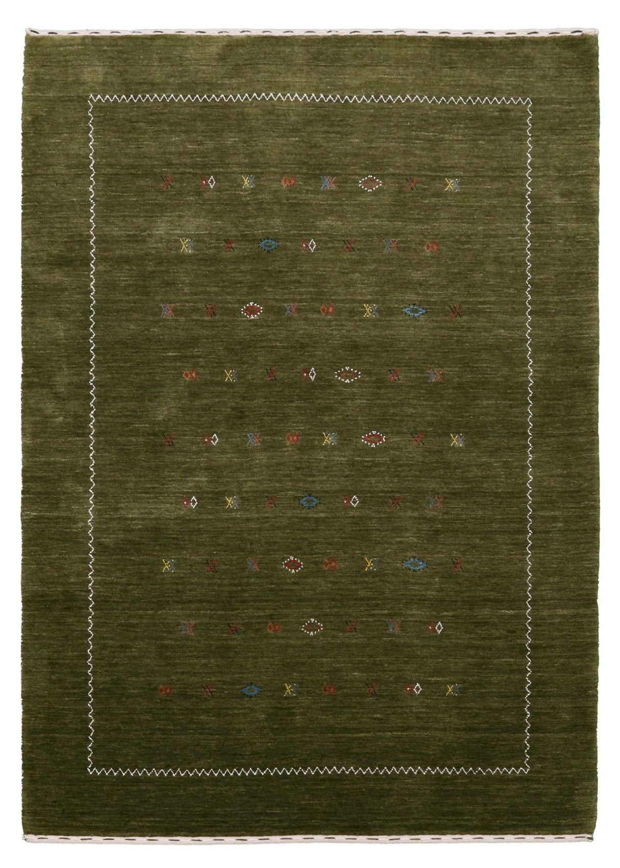 Ready to Ship Green Modern Design Hand Loomed Wool Area Rug